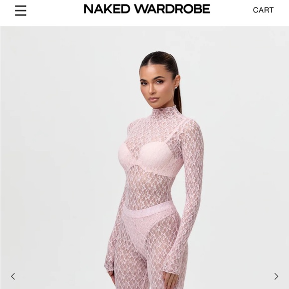 naked wardrobe | Tops | Brand New Pink Lace Bodysuit Naked Wardrobe |  Poshmark